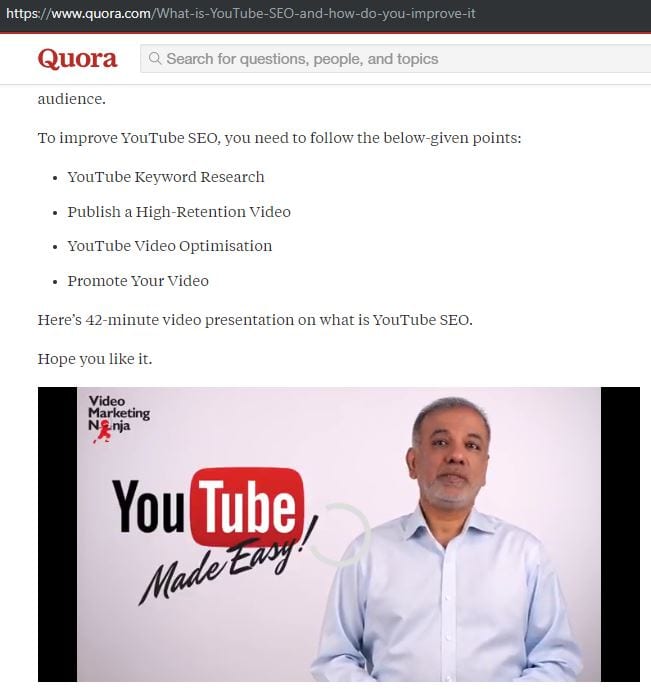 Promote the video content on Quora