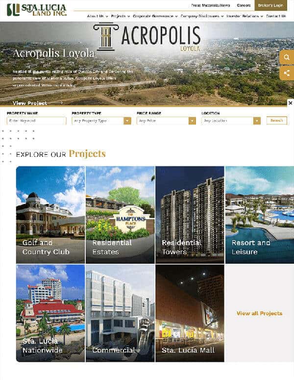 Web Design &amp; Development Project - Sta. Lucia Land
